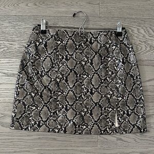 Zara Snakeskin Print Mini Skirt - Black and Cream